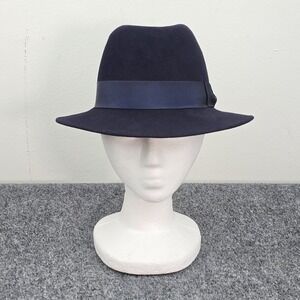 Vintage Makins New York Fedora Hat Mr Guy Rodeo Drive Navy‎ Felt Size 7